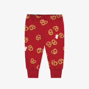 Cream and red Valentine's Day pyjamas in jersey with all over print and illustration, baby