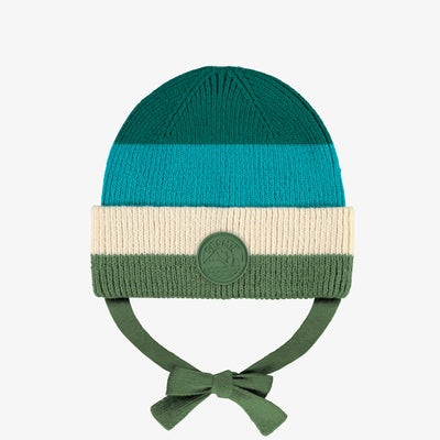 Turquoise, green and cream knit toque, baby