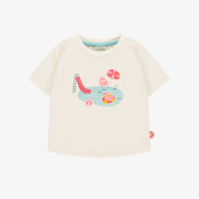 T-shirt crème en jersey extensible avec illustration, bébé|| Cream t-shirt  in stretch jersey with illustration, baby