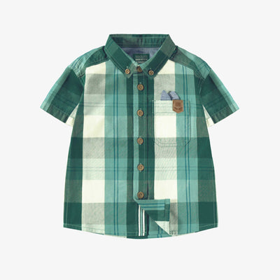 Chemise verte et turquoise à carreaux, bébé || Green and turquoise plaid shirt, baby