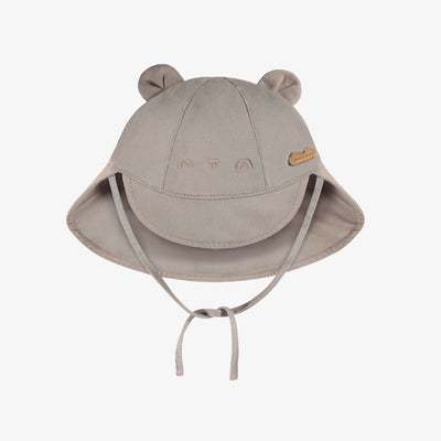 Beige cloche hat with ears in twill lyocell, baby