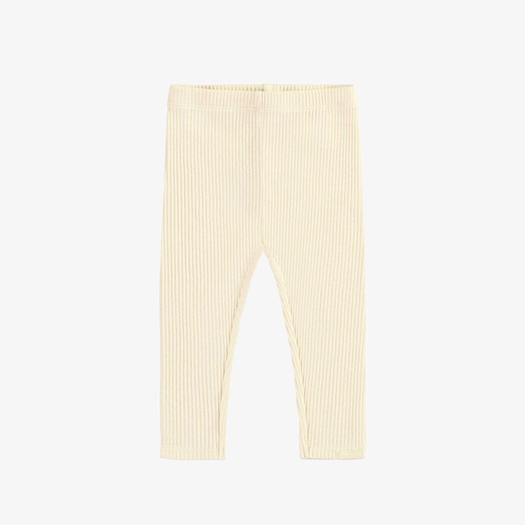 Cream regular length legging in ribbed knit, baby