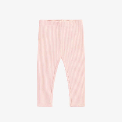 Soft pink regular length legging in ribbed knit, baby