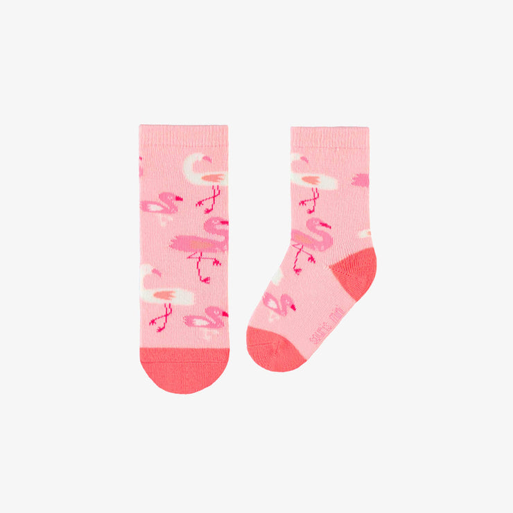 Chaussettes roses avec flamants, bébé || Pink socks with flamingo, baby