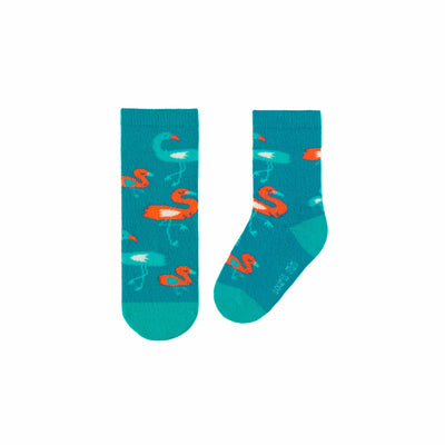 Chaussettes turquoise avec flamants, bébé || Turquoise socks with flamingo, baby