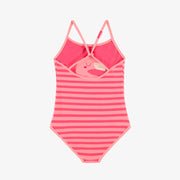 Maillot de bain une pièce rose réversible à rayures, enfant || Pink one piece swimsuit reversible with stripes, child