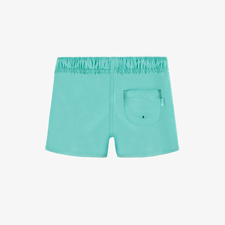 Short de bain turquoise en microfibre au look sportif, enfant || Turquoise microfibre swim shorts with sporty look, child