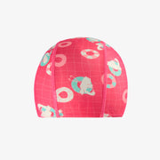 Bonnet de bain rose à motifs de flamants et parasols, enfant || Pink bathing cap with flamingo and parasol all over print, child