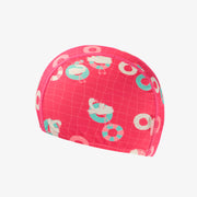 Bonnet de bain rose à motifs de flamants et parasols, enfant || Pink bathing cap with flamingo and parasol all over print, child