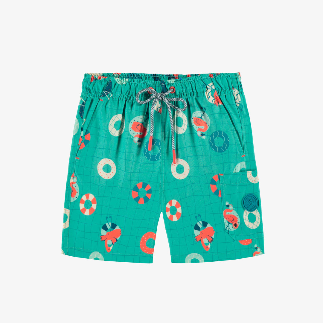Blue swim bermuda shorts with flamingo all over print child Souris Mini