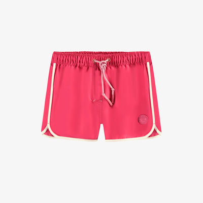 Short de bain rose en microfibre au look sportif, enfant || Pink microfibre swim shorts with sporty look, child