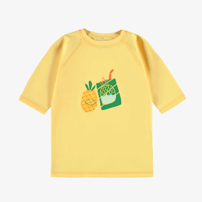 T-shirt de bain jaune avec illustration, enfant || Yellow swim T-shirt with illustration, child