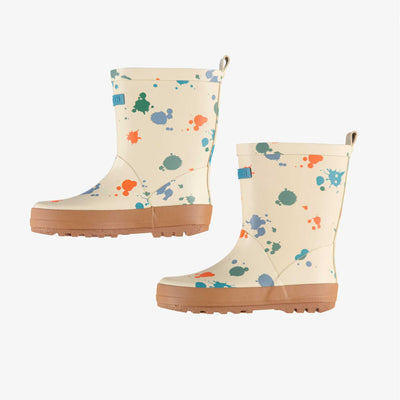 Bottes de pluie imperméables crème à motifs|| Cream waterproof rain boots with all over print