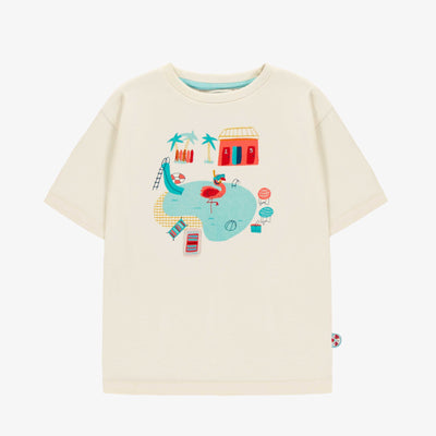 T-shirt crème en jersey avec illustration, enfant || Cream t-shirt in jersey with print, child