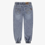 Medium blue denim pants with embroidery, child