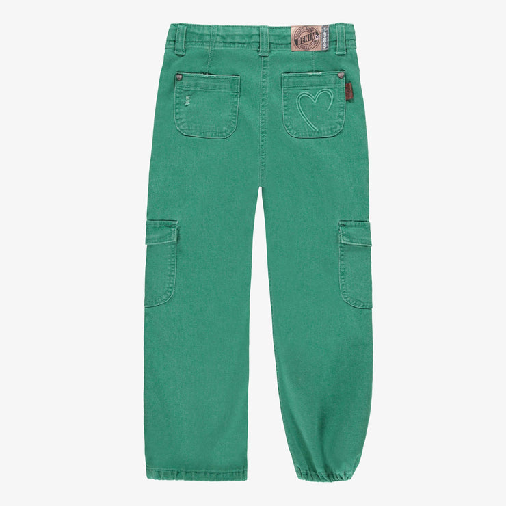 Turquoise lyocell denim pants with cargo pockets, child