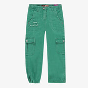 Turquoise lyocell denim pants with cargo pockets, child