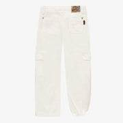 Cream lyocell denim pants with cargo pockets, child