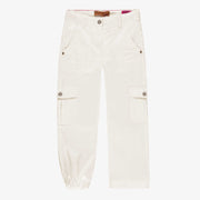 Cream lyocell denim pants with cargo pockets, child