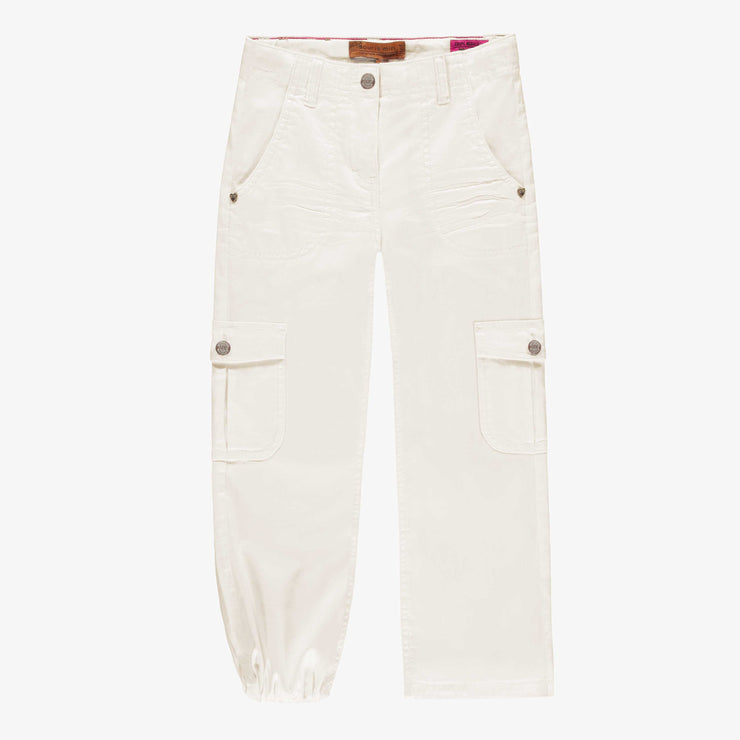 Cream lyocell denim pants with cargo pockets, child