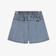 Light blue pleated short skirt in lightweight denim, child