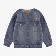 Medium blue lyocell denim jacket with embroidery, child