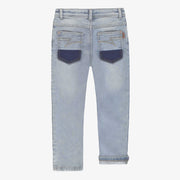 Jean bleu pâle avec poches contrastantes, enfant||Light blue jeans with contrasting pockets, child