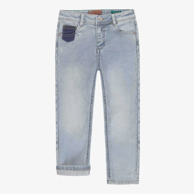 Pale blue denim pants with faded effect, child