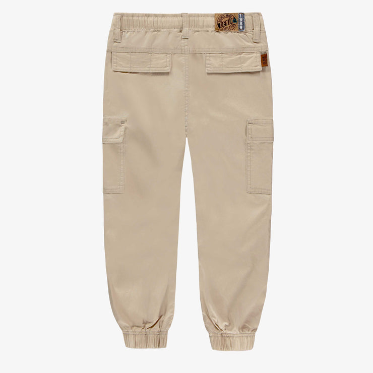 Pantalon beige en twill lyocell avec poches cargo, enfant || Beige twill lyocell pants with cargo pockets, child