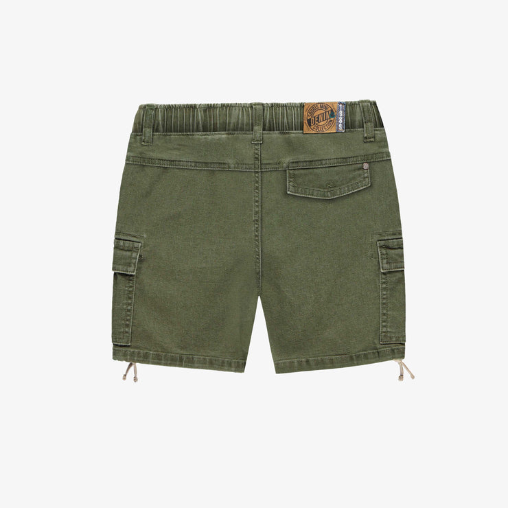 Bermuda de denim vert à poches cargo, enfant || Green denim bermuda shorts with cargo pockets, child