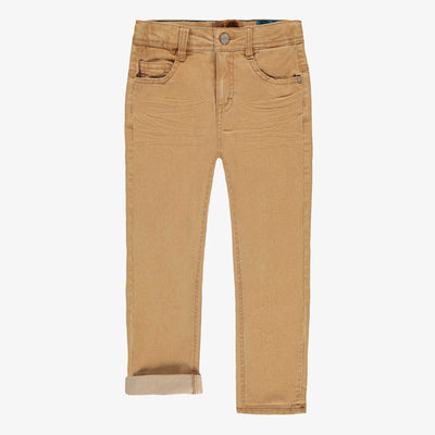 Pantalon en denim jaune ocre effet délavé, enfant || Ochre yellow denim pants with faded effect, child