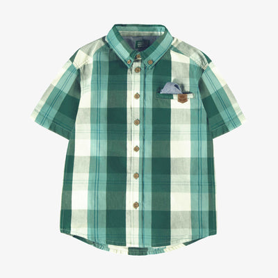 Chemise verte et turquoise à carreaux, enfant ||Green and turquoise plaid shirt, child