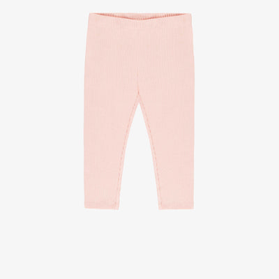 Soft pink ¾ length legging in ribbed knit, child