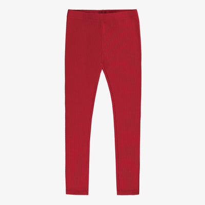 Red regular length legging in ribbed knit, child