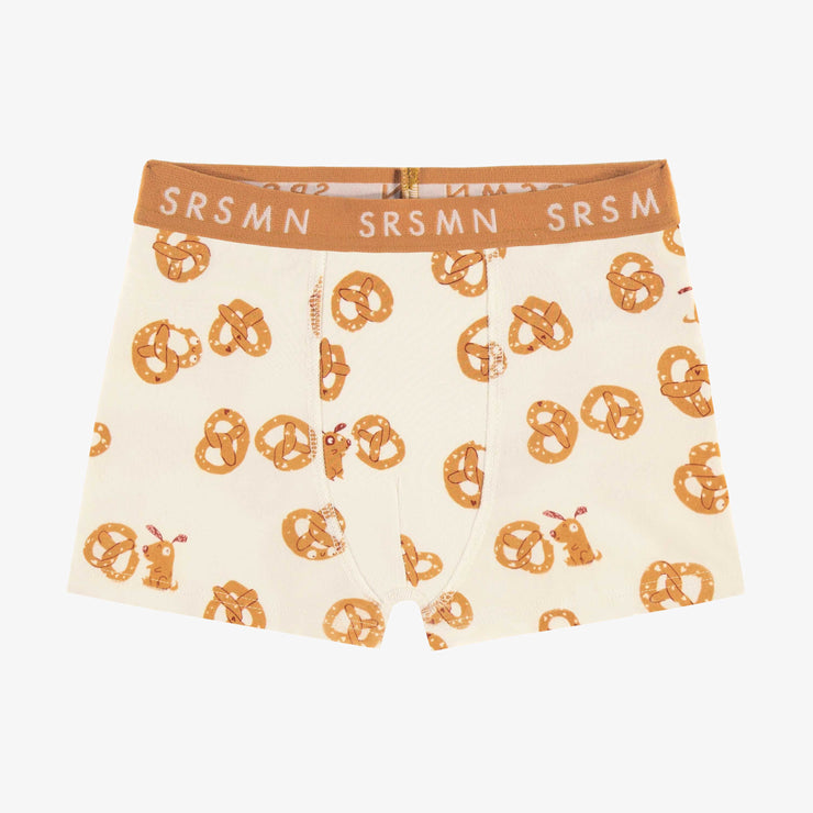 Cream Valentine's boxer short in stretch jersey with pretzel all over print, child