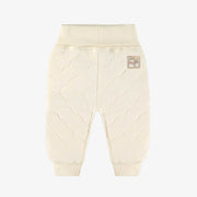 Pantalon unisexe crème en jersey matelassé, naissance || Unisex cream pants in quilted jersey, newborn