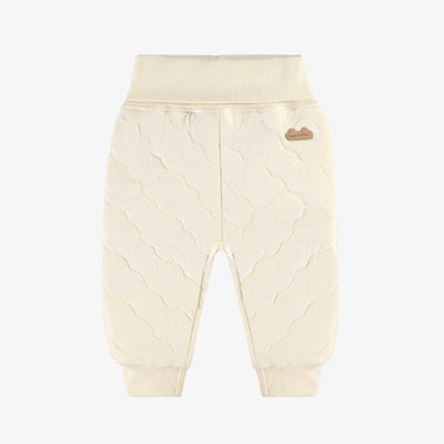 Pantalon unisexe crème en jersey matelassé, naissance || Unisex cream pants in quilted jersey, newborn