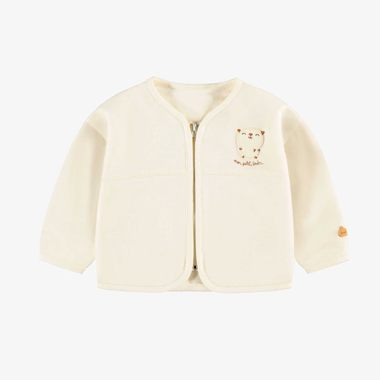 Veste crème en doux coton français, naissance || Cream vest in soft french cotton, newborn