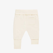 Pantalon évolutif crème en doux coton français, naissance || Cream evolutive pants in soft french cotton, newborn