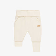 Pantalon évolutif crème en doux coton français, naissance || Cream evolutive pants in soft french cotton, newborn