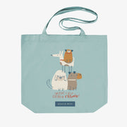 Sac réutilisable bleu avec illustration au profit de la fibrose kystique || Blue reusable bag with illustration in support of cystic fibrosis