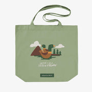 Sac réutilisable vert avec illustration au profit de la fibrose kystique || Green reusable bag with illustration in support of cystic fibrosis