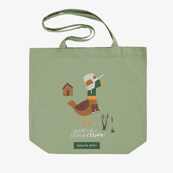 Sac réutilisable vert avec illustration au profit de la fibrose kystique || Green reusable bag with illustration in support of cystic fibrosis