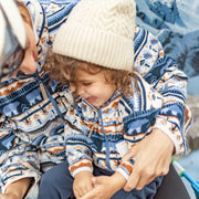 Veste en polar bleue à motifs hivernaux, bébé || Blue patterned vest in fleece, baby