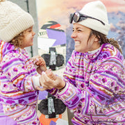 Veste de polar rose à motifs et col montant, adulte || Purple vest with pattern and high collar in fleece, adult