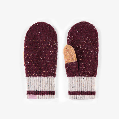 Mitaines de maille bourgogne, enfant || Burgundy knitted mittens, child