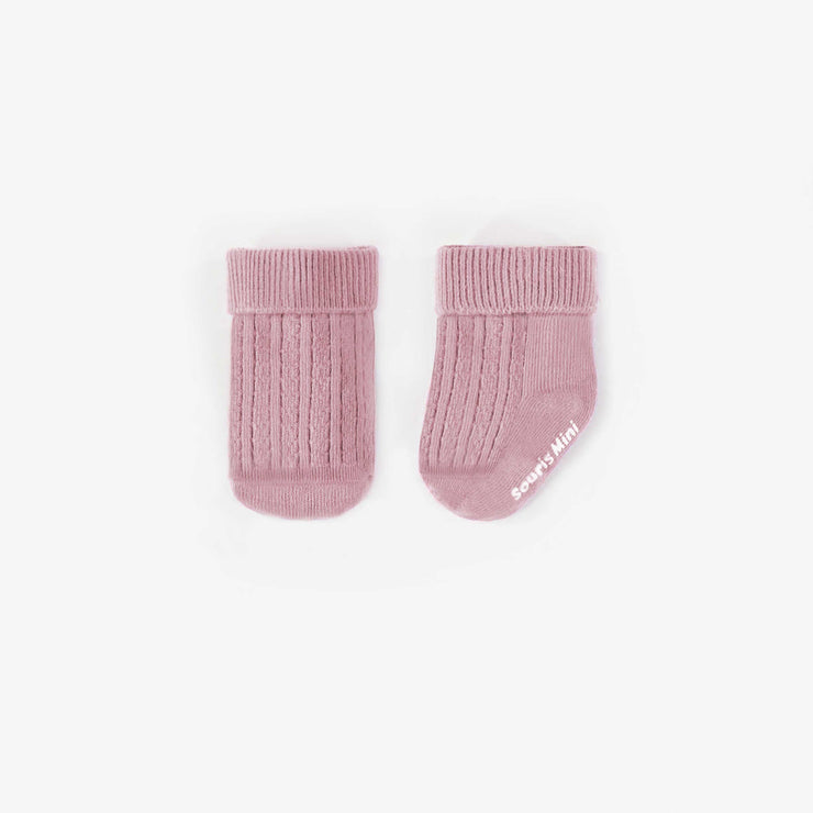 Chaussettes de couleur rose uni, naissance 