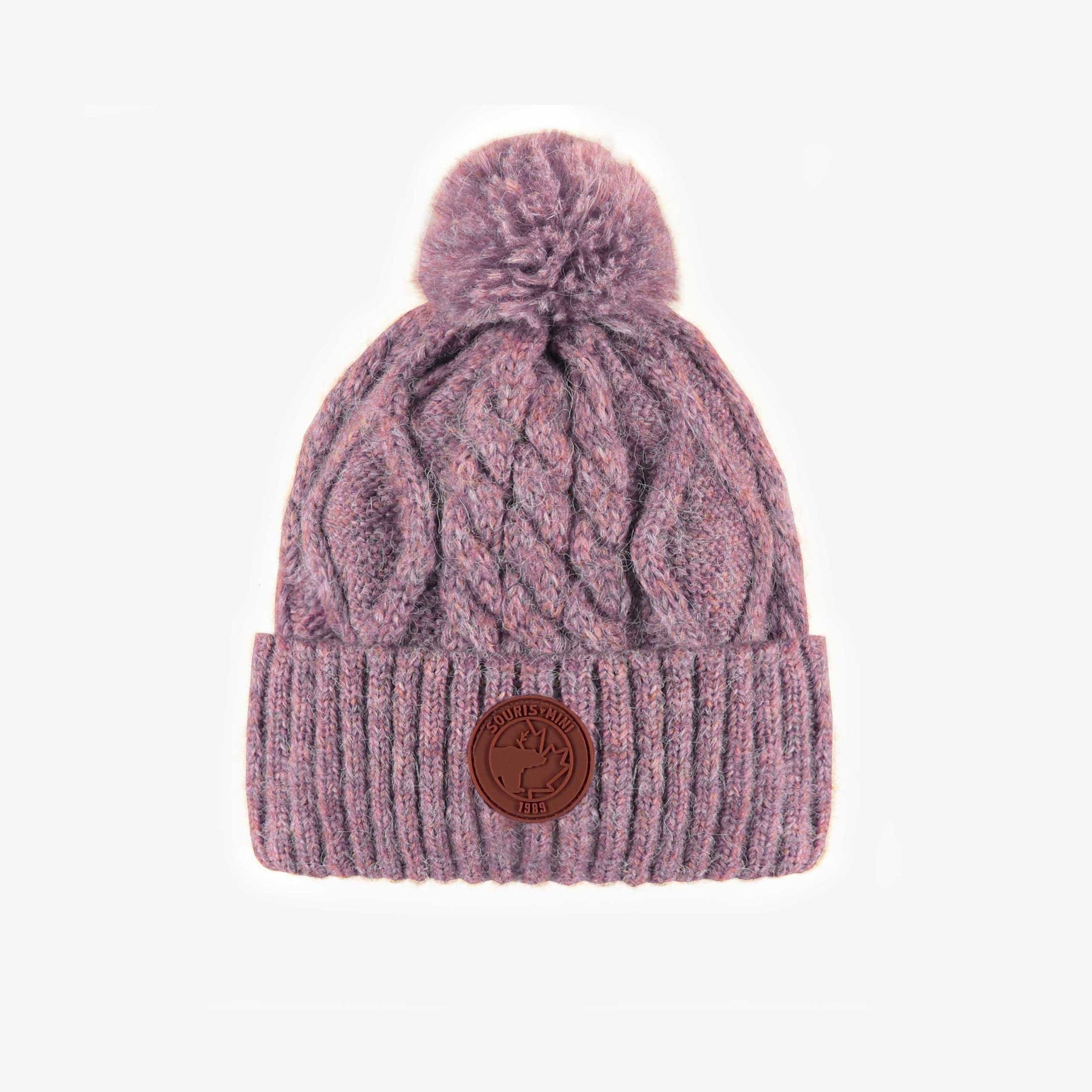 Purple knitted toque with a pompom baby Souris Mini Souris Mini