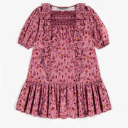 Robe rose à fleurs en viscose, enfant || Pink dress with flowers in viscose, child