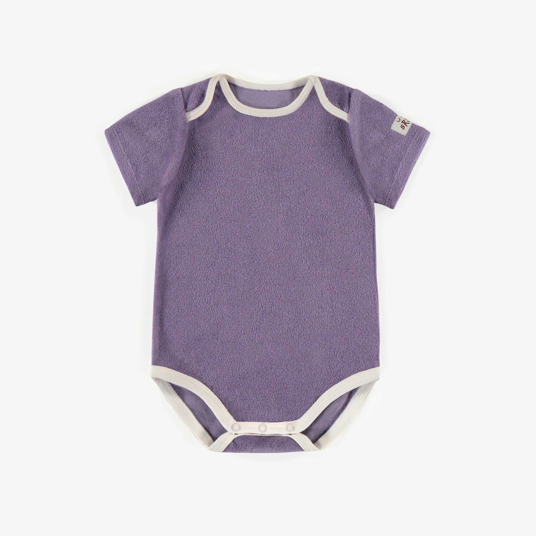 Pyjama une-pièce mauve à manches courtes en ratine, bébé - Souris Mini –  Souris Mini